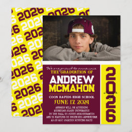 Anúncio de Foto de Graduação Amarela e Borgonha