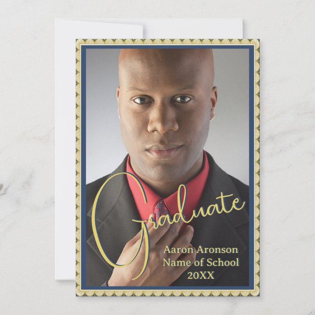 Anúncio de Foto de Graduação Azul e Dourado (Frente)