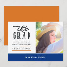 Anúncio de Foto de Graduação Azul e Laranja