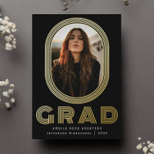 Anúncio de Foto de Graduação de Na moda preto