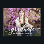 Anúncio de Foto de Graduação de Script Moderno Wt<br><div class="desc">Cartão-postal de Graduação de Script Moderno - Script Branco (Vazio Back)</div>