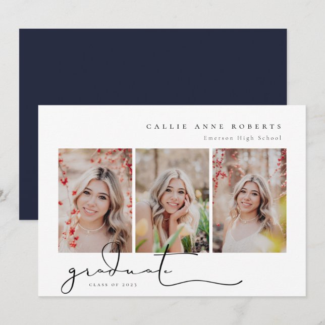 Anúncio de Foto de Graduação de Snapshot Script (Frente/Verso)