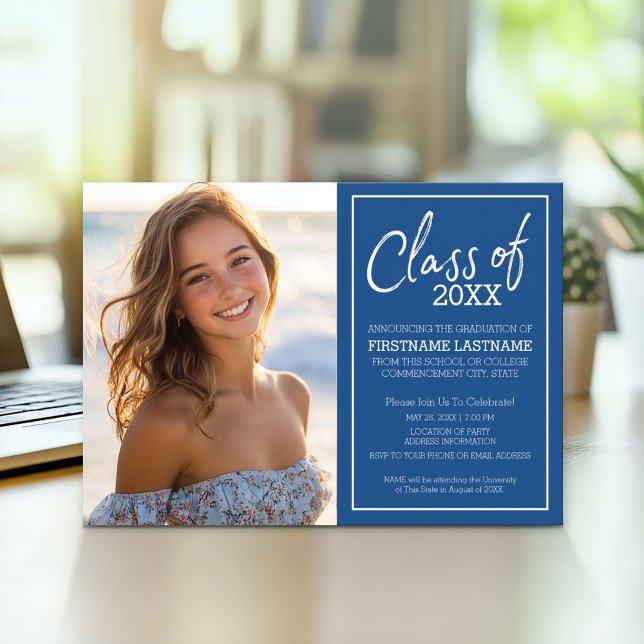 Anúncio de Foto de Graduação de Tendy de Formando  (Modern Graduation Announcement and Party Invitation)