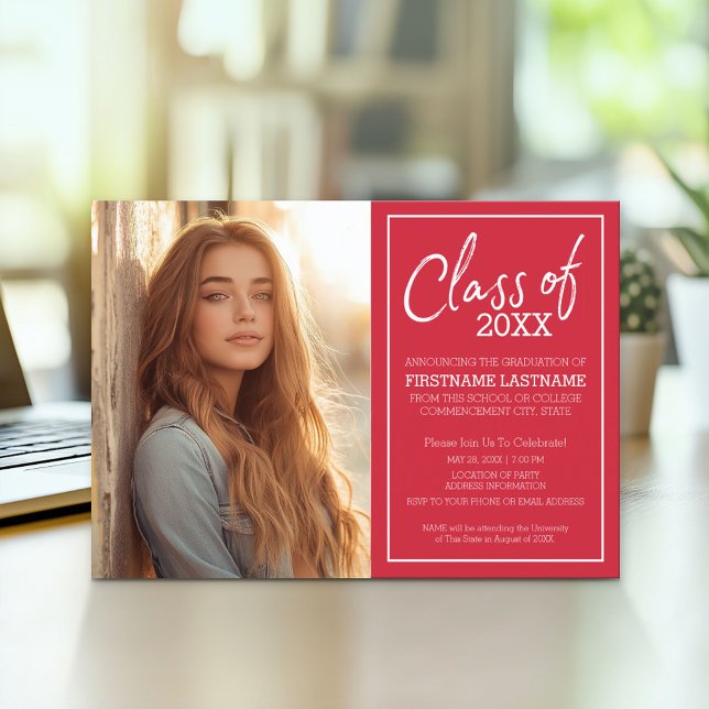 Anúncio de Foto de Graduação de Tendy de Formando  (Modern Graduation Announcement and Party Invitation)