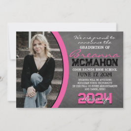 Anúncio de Foto de Graduação do Quadro Quente Rosa