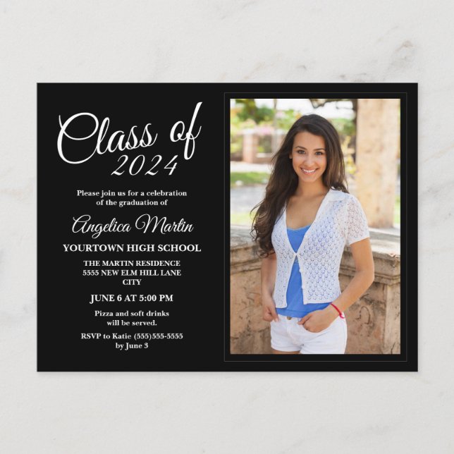 Anúncio de Foto de Graduação em Branco Preto (Frente)