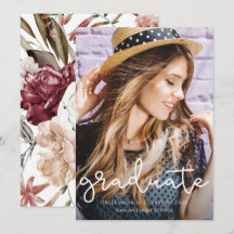 Anúncio de Foto de Graduação Floral bonito
