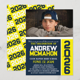 Anúncio de Foto de Graduação Moderna de marinho e 