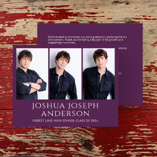 Anúncio de Foto de Graduação Púrpura Refinada