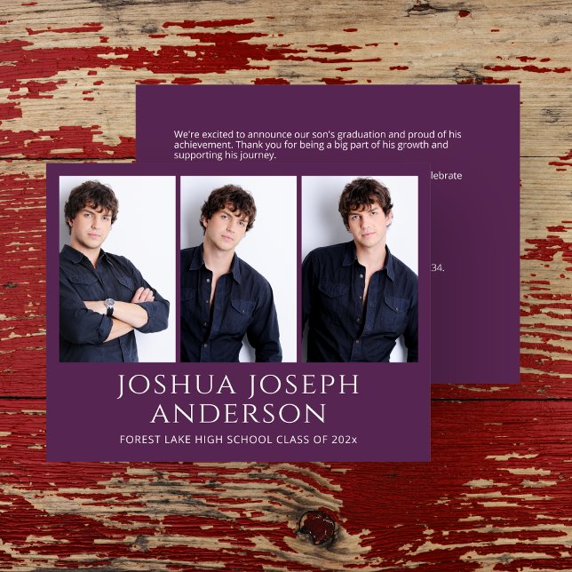 Anúncio de Foto de Graduação Púrpura Refinada (Criador carregado)