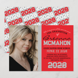 Anúncio de Foto de Graduação Red & Silver