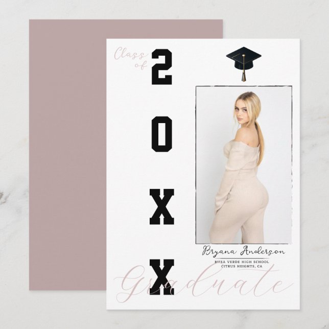 Anúncio de Foto de Graduação Rosa e Preto (Frente/Verso)
