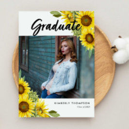 Anúncio de Foto de Graduação Script de Girassol