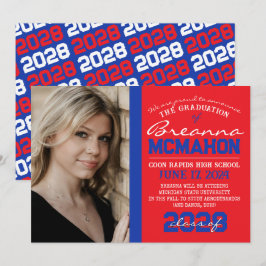 Anúncio de Foto de Graduação Vermelha e Azul