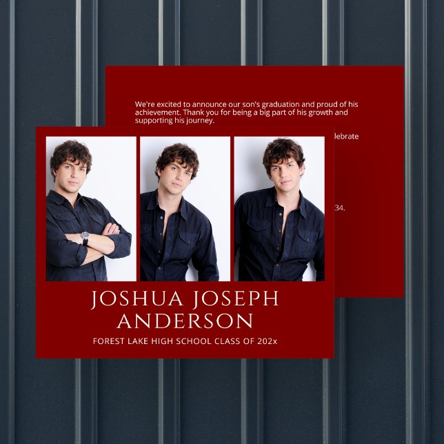 Anúncio de Foto de Graduação Vermelha Refinada (Criador carregado)