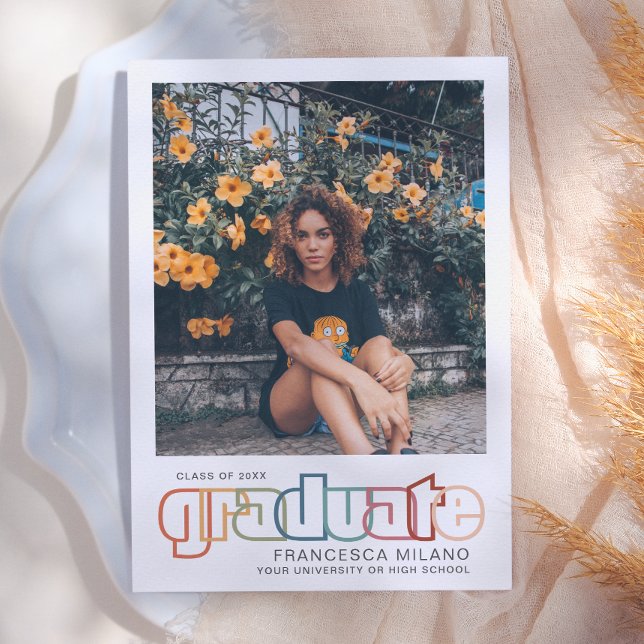 Anúncio de Foto de Graduado Retro | Arco-íris (Criador carregado)