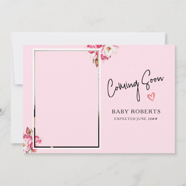 Anúncio de Foto de Gravidez Floral | Em Breve (Frente)