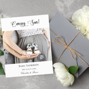 Anúncio de foto de gravidez orçamentária chegando 