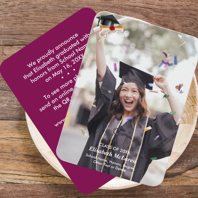 Anúncio de Foto de Mini Graduação do Código QR Ins (QR Code Mini Graduation Photo Announcement Insert)