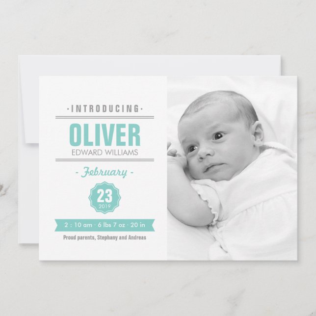 Anúncio de Foto de Nascimento do Bebê da Modern Ne (Frente)