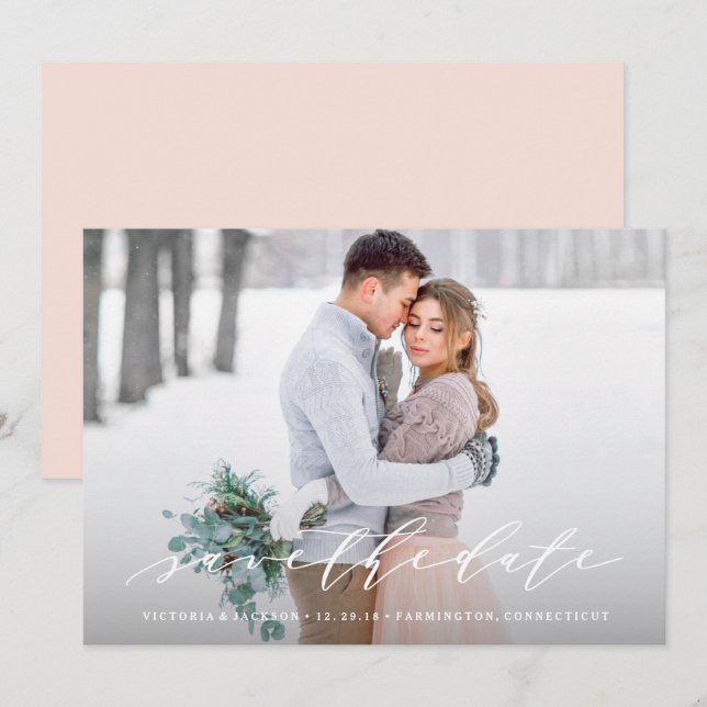 Anúncio de Foto de Noivado com Caligrafia Sofistic (Frente/Verso)