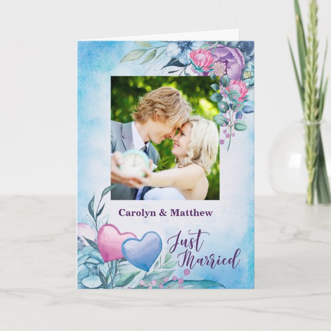 Anúncio de Foto de Recém-Casados Roxo e Azul (Frente)