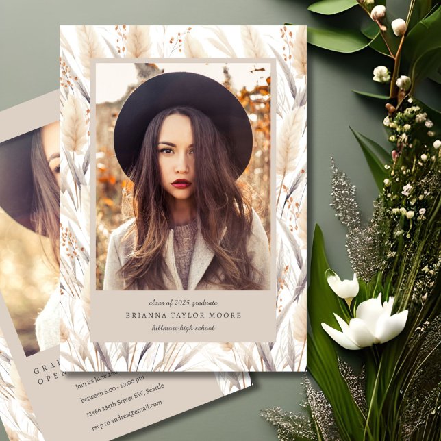 Anúncio de Foto do Formando Boho Pampas Grass (Criador carregado)