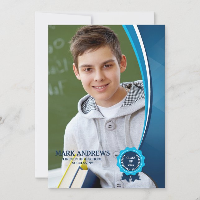 Anúncio de Foto do Formando de Fita Azul (Frente)