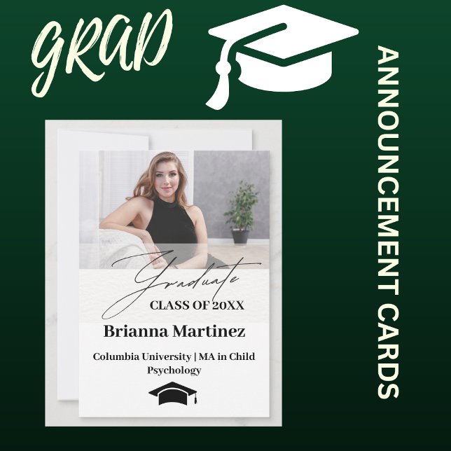 Anúncio de Foto do Formando de Script Moderno SIMP (CLASS OF 20XX GRADUATION ANNOUNCEMENT CARDS)