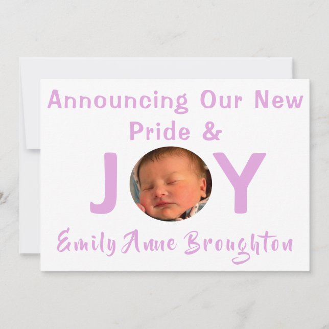 Anúncio de Foto do Orgulho e Joy Baby Girl (Frente)