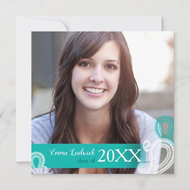 Anúncio de Foto para Graduação de Paisley Moderno (Frente)