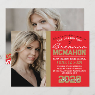 Anúncio de Foto para Graduação em Vermelho e Bronz