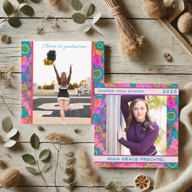 Anúncio de Foto Personalizada de Graduação Floral  (Criador carregado)