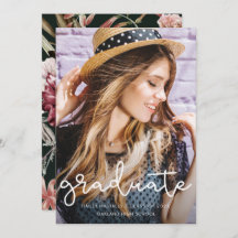 Anúncio de Foto Verde de Graduação Floral bonito