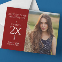 Anúncio de Foto Vermelha Crimson Graduação Chic