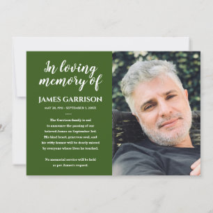 Anúncio De Foto White On Green In Loving Memory