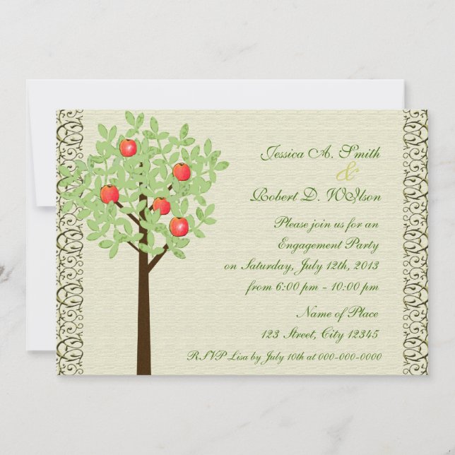 Anúncio de fotos de noivado de árvore fruta adoráv (Frente)