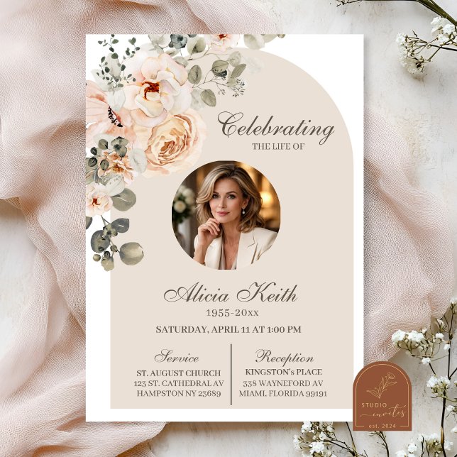 Anúncio de Funeral Floral Arco Boho (Criador carregado)