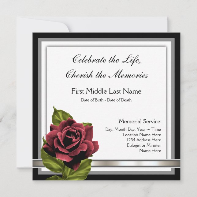 Anúncio de Funeral Rosa Vermelha (Frente)