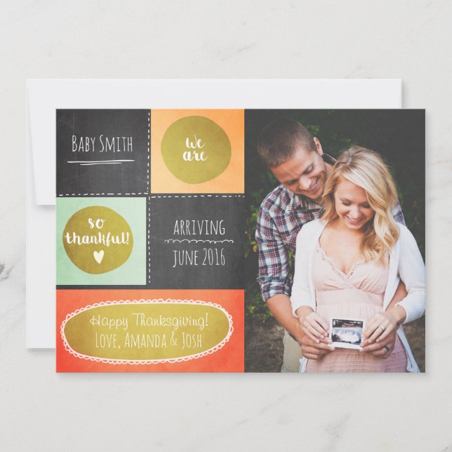 Anúncio de gestação de Ação de Graças Fall Chalk (Frente)