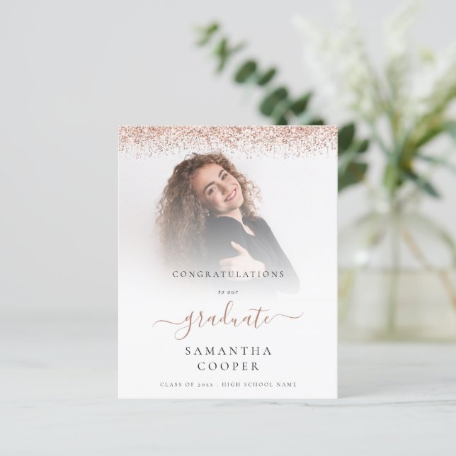 Anúncio de Glitter Dourado de Foto do Rosa de Form (Em pé/Frente)