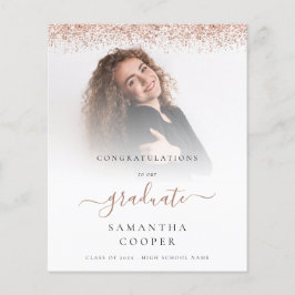 Anúncio de Glitter Dourado de Foto do Rosa de Form