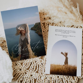 Anúncio de gradação de fotos em arco minimalista