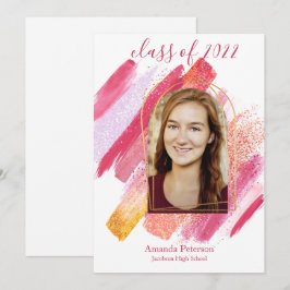 Anúncio de Graduação Archada Rosa Moderno e Dourad