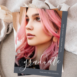 Anúncio de Graduação Azul de Foto do Script Chic