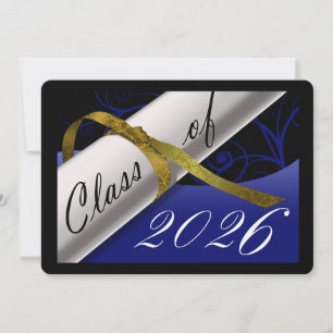 Anúncio de Graduação Azul e Dourado