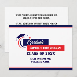 Anúncio de Graduação Azul Vermelho Branco