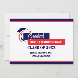 Anúncio de Graduação Azul Vermelho Branco Graduado