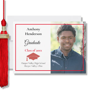Anúncio de Graduação Boné Vermelho e Foto