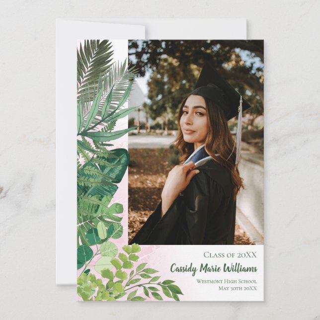 Anúncio de Graduação Botânica Tropical Rosa (Frente)